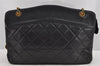 Authentic CHANEL Vintage Calf Skin Matelasse Chain Shoulder Bag Black CC 9596J