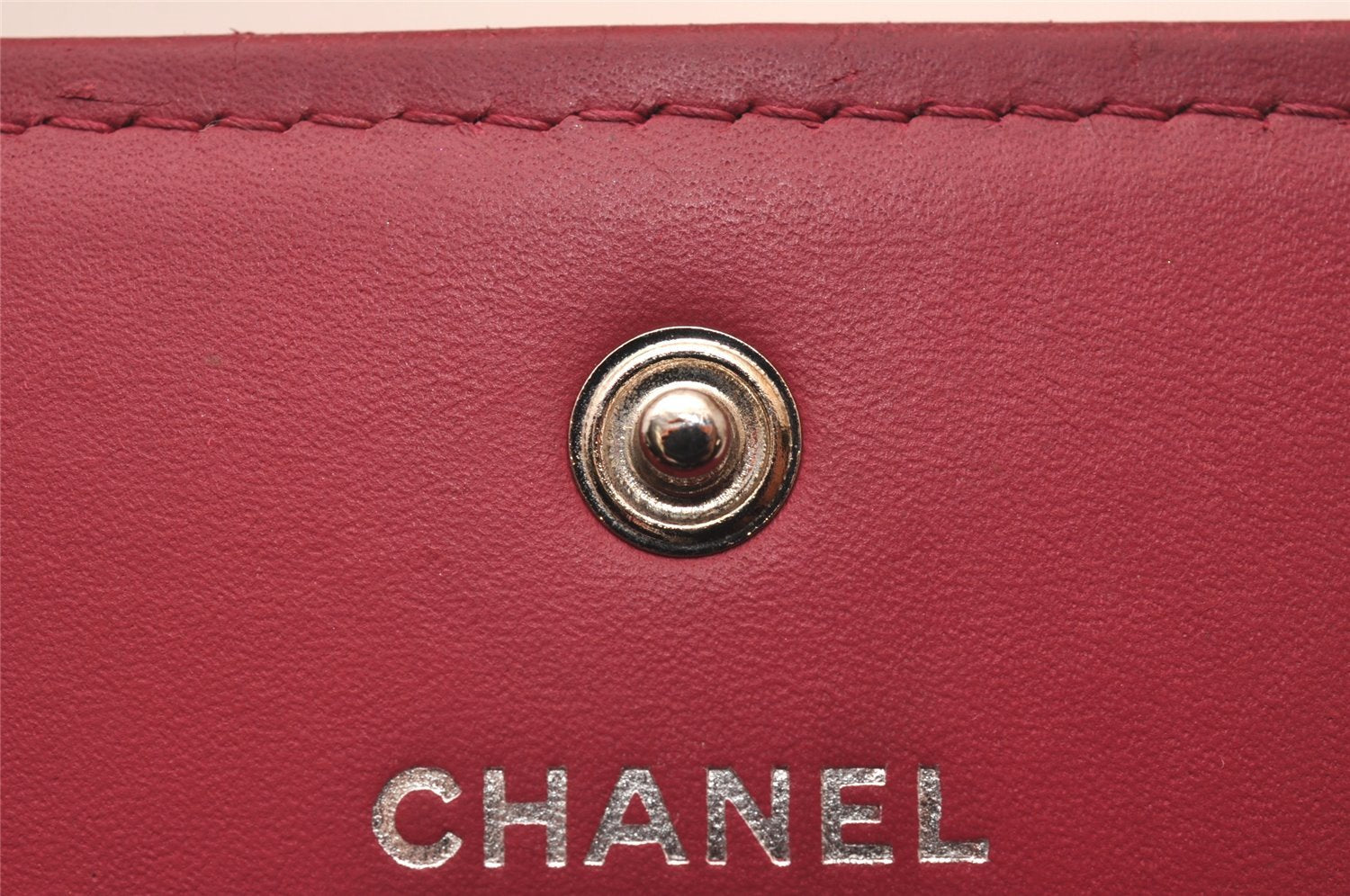 Authentic CHANEL Brilliant Enamel Matelasse Long Wallet Purse Red CC 9597I