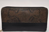 Authentic CELINE Vintage Zip Long Wallet Purse Leather Black Brown Box 9597J