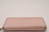 Authentic CHANEL Caviar Skin CoCo Mark Round Zip Long Wallet Pink 9598I