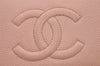 Authentic CHANEL Caviar Skin CoCo Mark Round Zip Long Wallet Pink 9598I