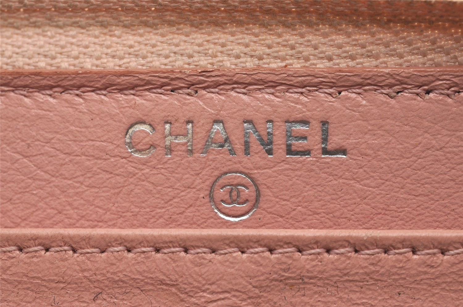 Authentic CHANEL Caviar Skin CoCo Mark Round Zip Long Wallet Pink 9598I