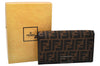 Authentic FENDI Zucca Long Bifold Wallet Purse Canvas Leather Brown Box 9598J