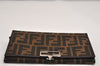 Authentic FENDI Zucca Long Bifold Wallet Purse Canvas Leather Brown Box 9598J