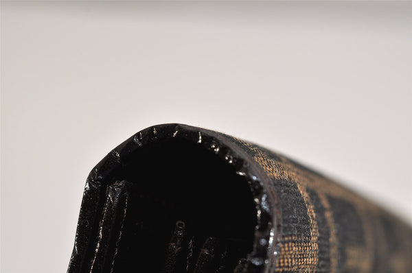 Authentic FENDI Zucca Long Bifold Wallet Purse Canvas Leather Brown Box 9598J