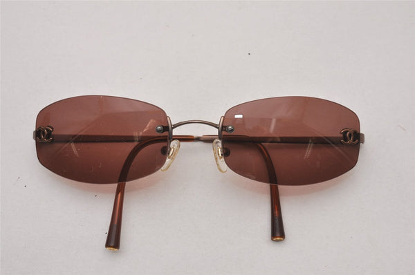Authentic CHANEL Vintage Sunglasses CoCo Mark Titanium Plastic Brown Box 9599I