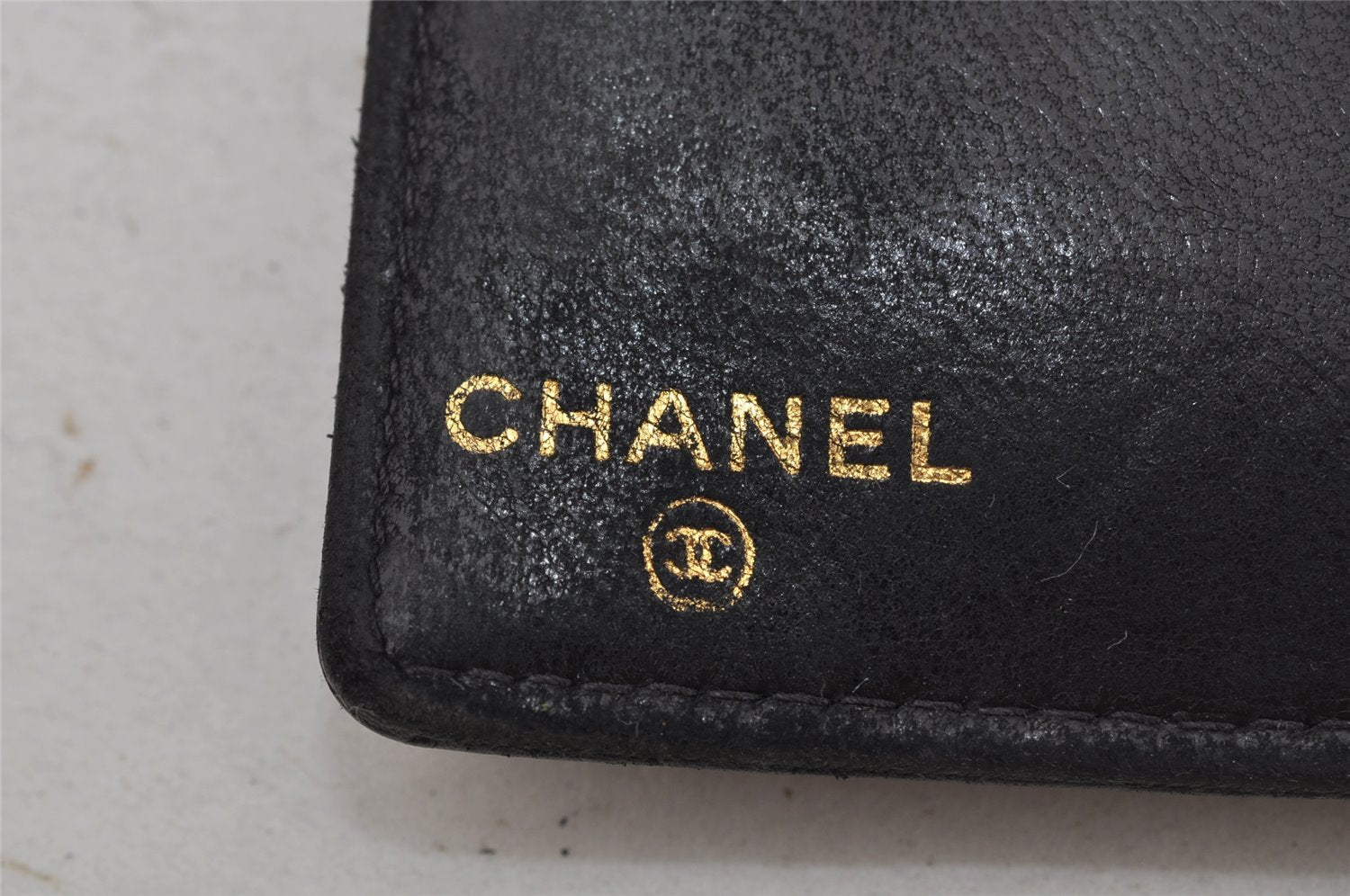 Authentic CHANEL Caviar Skin CC Logo Bifold Long Wallet Purse Black Box 9600I