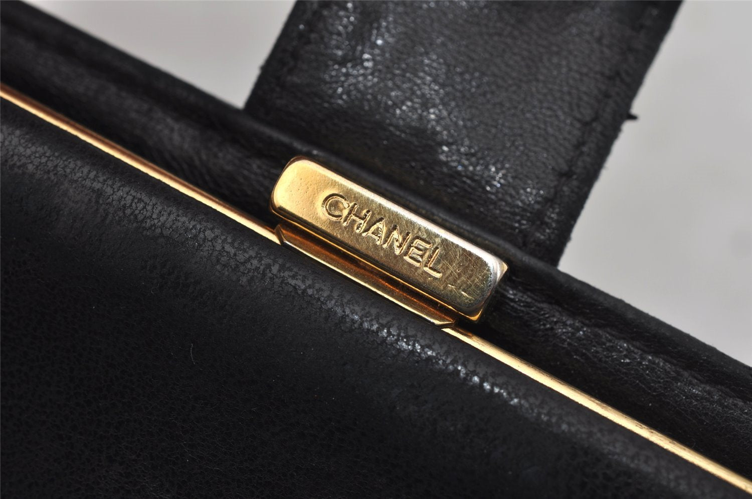 Authentic CHANEL Caviar Skin CC Logo Bifold Long Wallet Purse Black Box 9600I