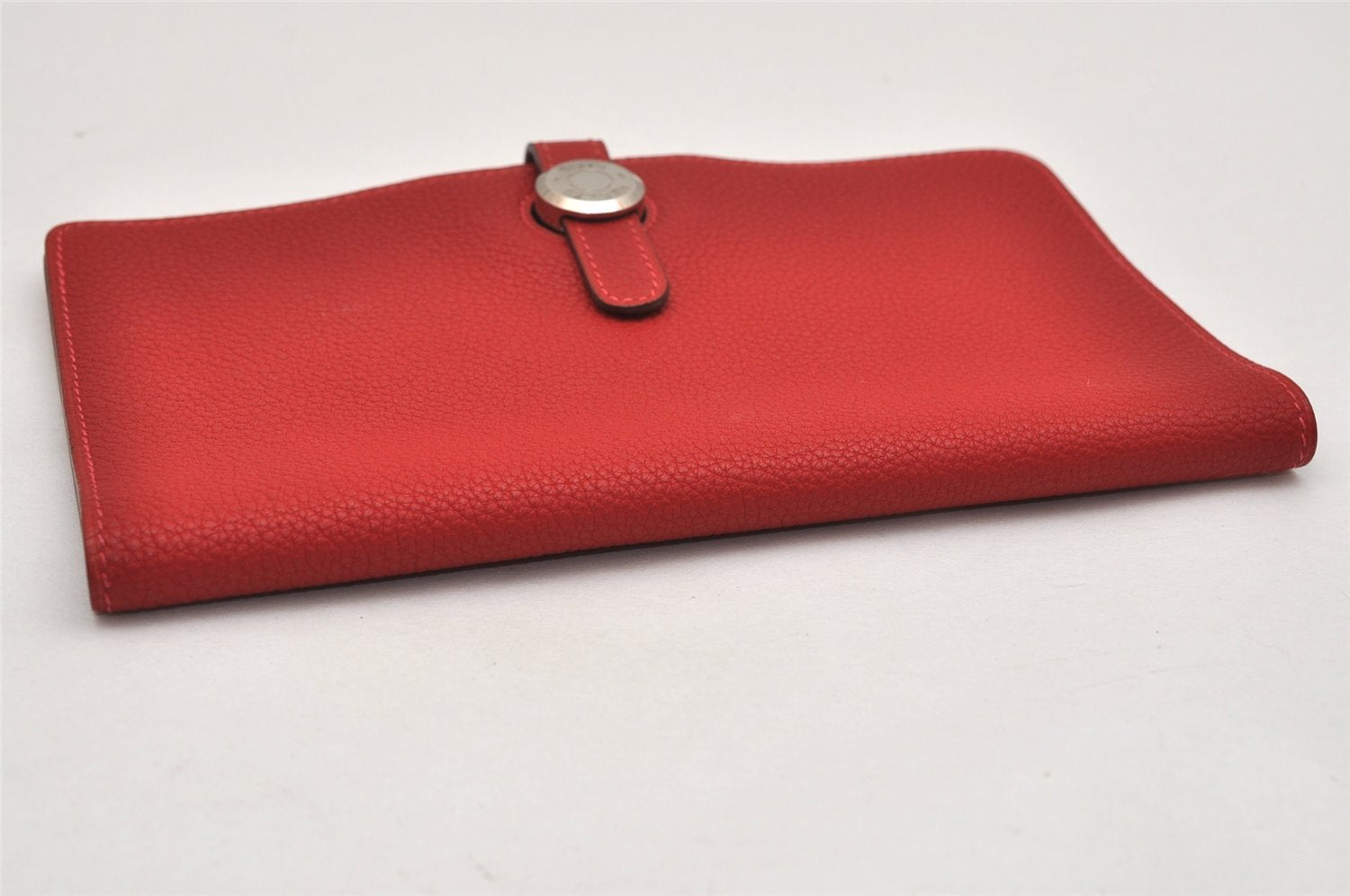 Authentic HERMES Dogon MM Leather Long Wallet Purse Card Case Red Box 9600J