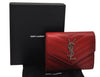 Auth SAINT LAURENT Monogram BOW02 Trifold Wallet Leather 403943 Red Box 9602J