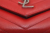 Auth SAINT LAURENT Monogram BOW02 Trifold Wallet Leather 403943 Red Box 9602J