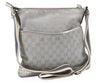Authentic GUCCI Sherry Line Shoulder Bag GG Canvas Leather 145857 Silver 9603I