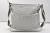 Authentic GUCCI Sherry Line Shoulder Bag GG Canvas Leather 145857 Silver 9603I