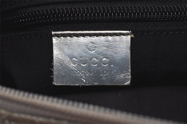 Authentic GUCCI Sherry Line Shoulder Bag GG Canvas Leather 145857 Silver 9603I