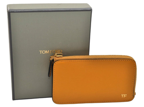 Authentic TOM FORD Vintage Leather Coin Purse Wallet Yellow Box 9603J