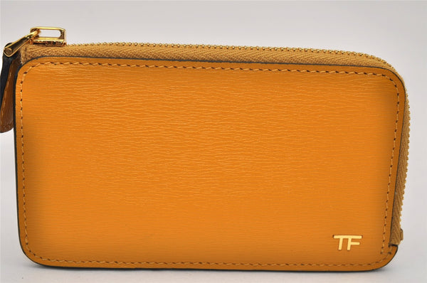 Authentic TOM FORD Vintage Leather Coin Purse Wallet Yellow Box 9603J