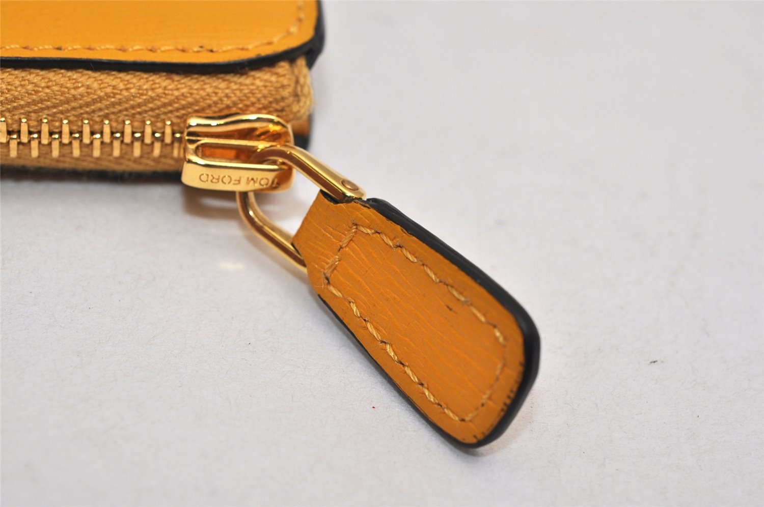 Authentic TOM FORD Vintage Leather Coin Purse Wallet Yellow Box 9603J