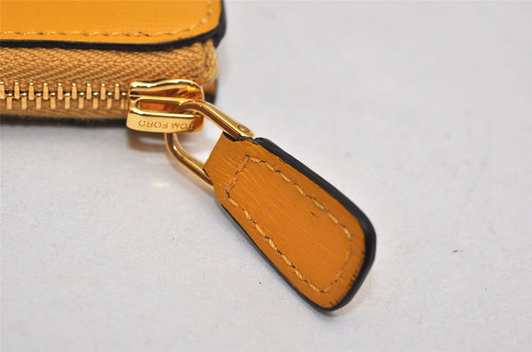 Authentic TOM FORD Vintage Leather Coin Purse Wallet Yellow Box 9603J