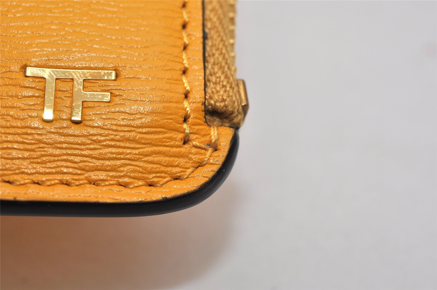 Authentic TOM FORD Vintage Leather Coin Purse Wallet Yellow Box 9603J