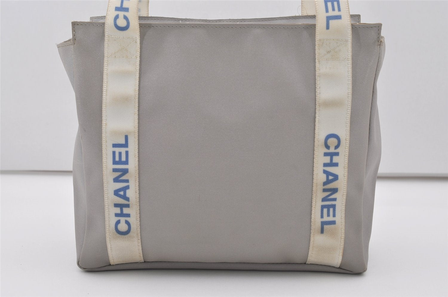 Authentic CHANEL Sports Line CC Logo Shoulder Tote Bag Purse Nylon Gray  9604I