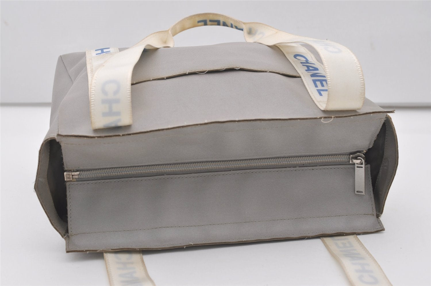 Authentic CHANEL Sports Line CC Logo Shoulder Tote Bag Purse Nylon Gray  9604I