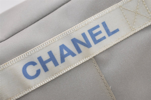 Authentic CHANEL Sports Line CC Logo Shoulder Tote Bag Purse Nylon Gray  9604I