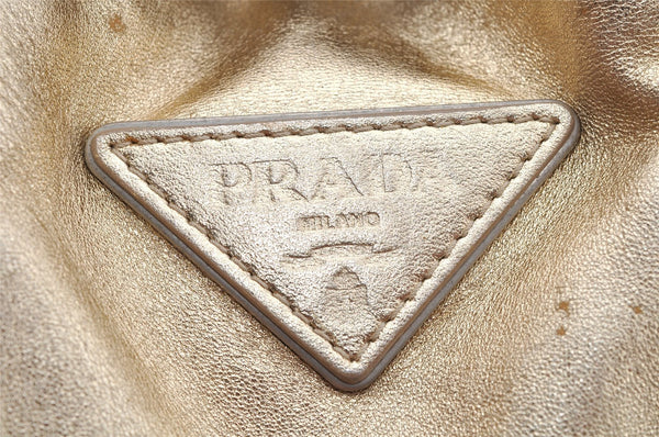 Authentic PRADA Vintage Tassel Leather Nappa Shoulder Tote Bag Gold 9605I