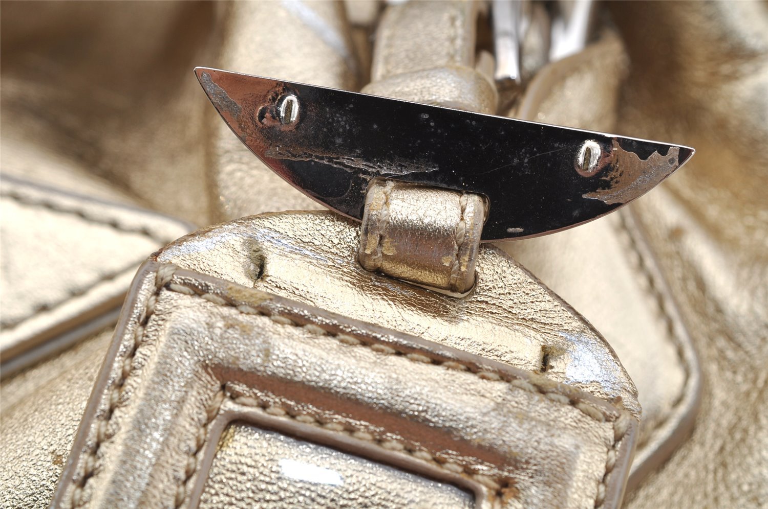 Authentic PRADA Vintage Tassel Leather Nappa Shoulder Tote Bag Gold 9605I