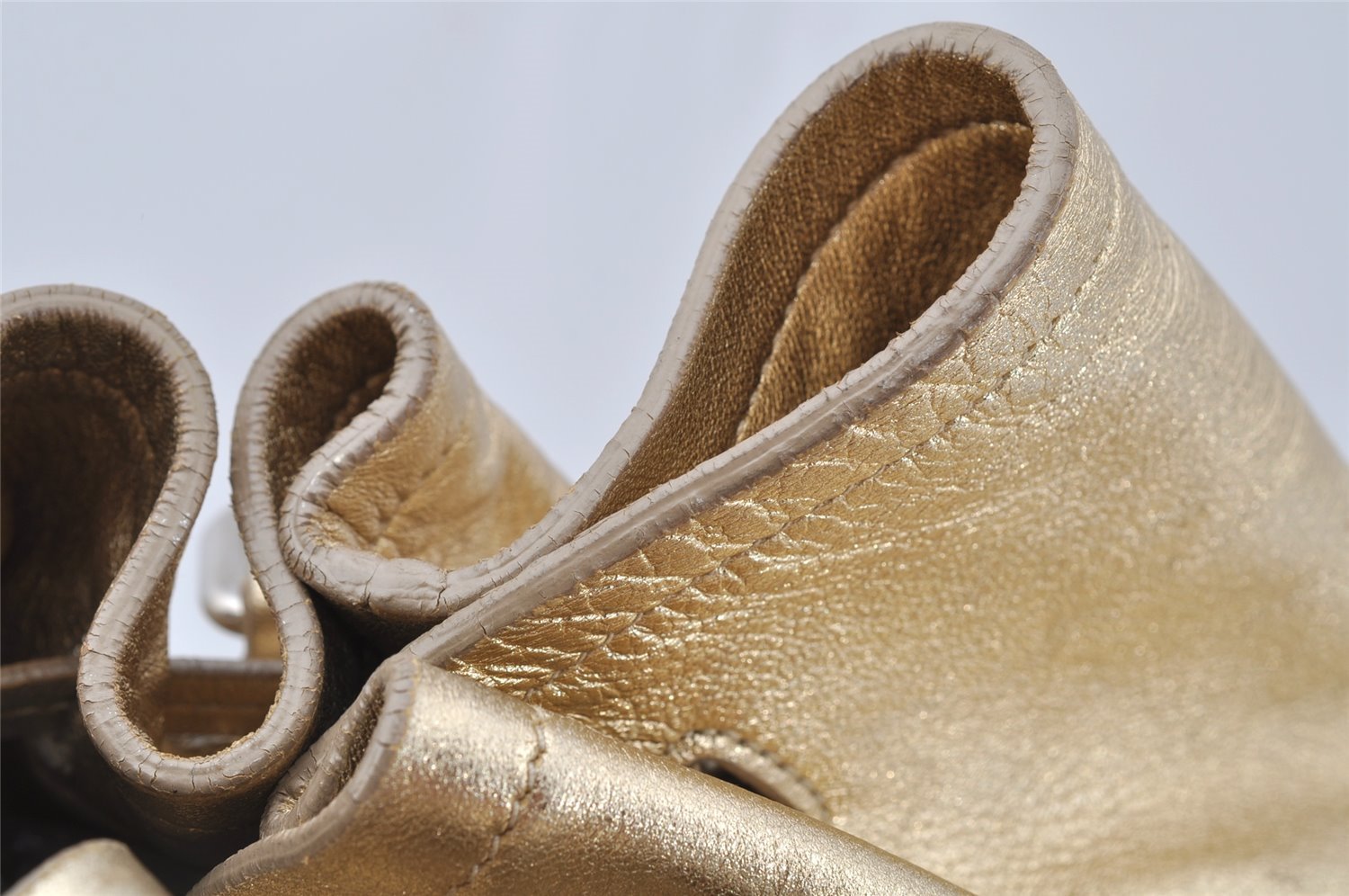 Authentic PRADA Vintage Tassel Leather Nappa Shoulder Tote Bag Gold 9605I