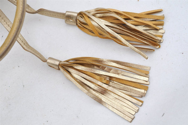 Authentic PRADA Vintage Tassel Leather Nappa Shoulder Tote Bag Gold 9605I