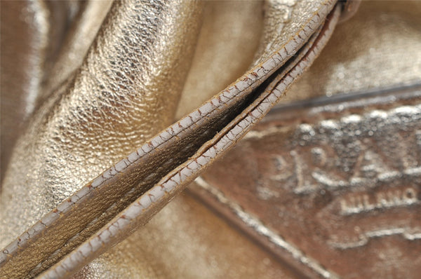 Authentic PRADA Vintage Tassel Leather Nappa Shoulder Tote Bag Gold 9605I