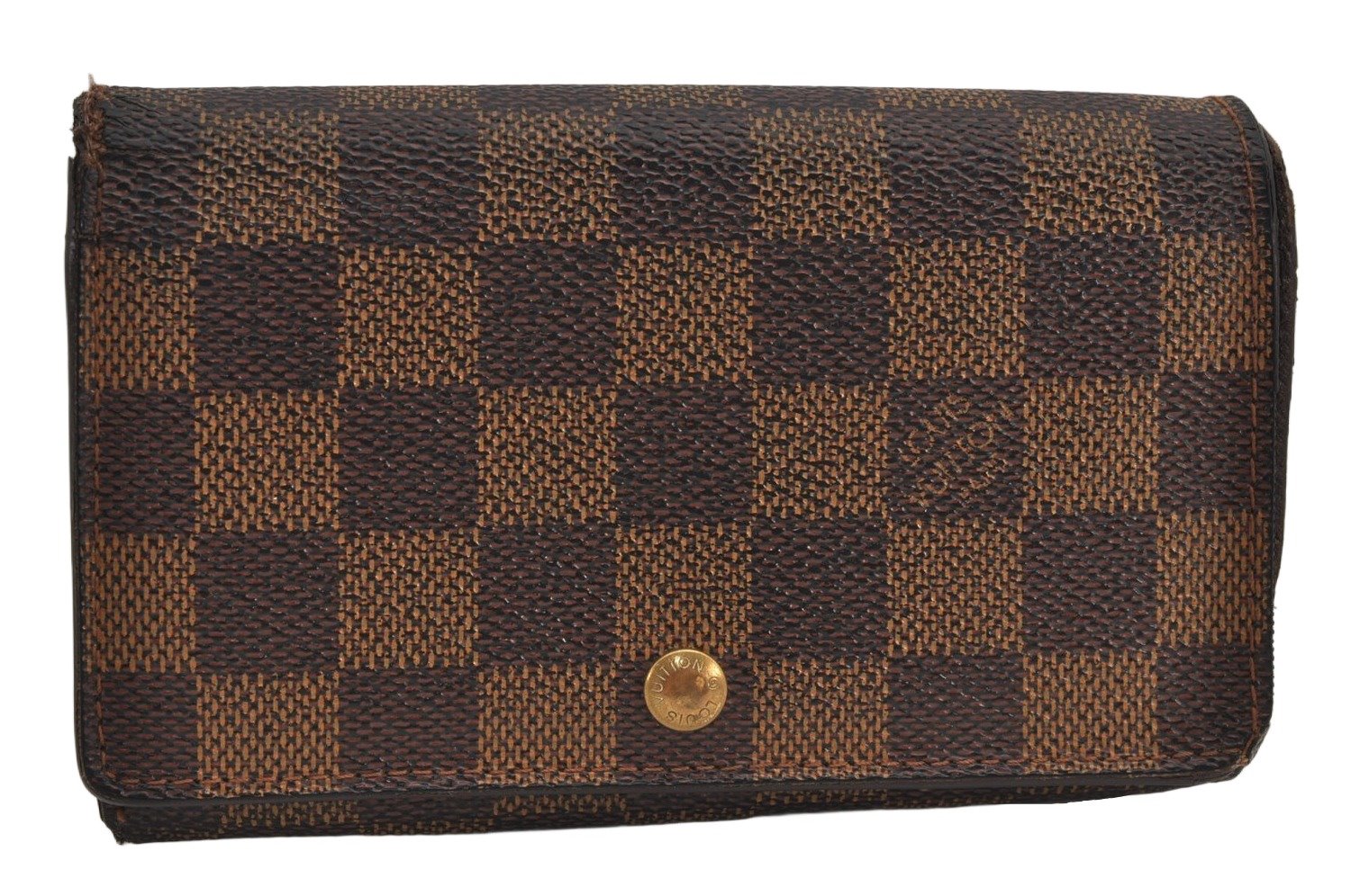 Authentic Louis Vuitton Damier Porte Monnaie Billets Tresor N61730 Wallet 9607J