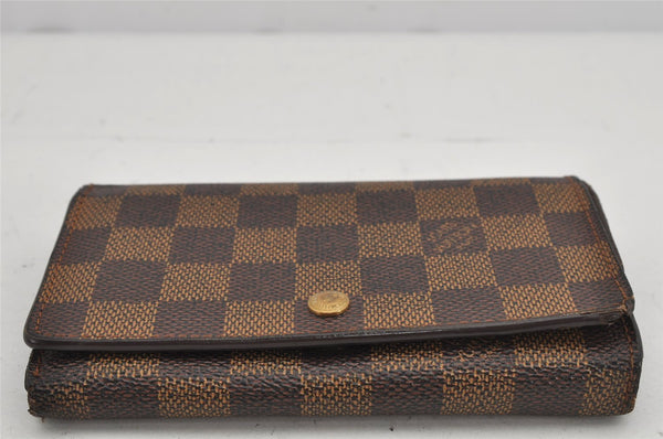 Authentic Louis Vuitton Damier Porte Monnaie Billets Tresor N61730 Wallet 9607J