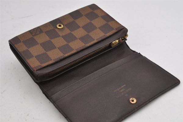 Authentic Louis Vuitton Damier Porte Monnaie Billets Tresor N61730 Wallet 9607J