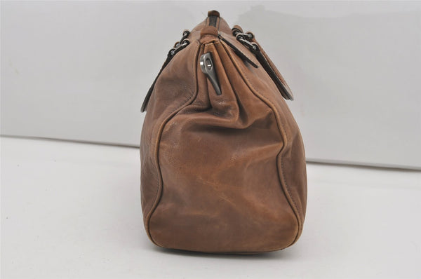 Authentic PRADA Vintage Leather Nappa 2Way Hand Boston Bag Brown 9608I
