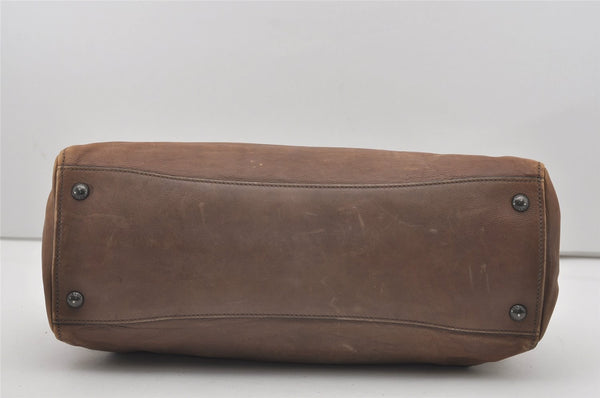 Authentic PRADA Vintage Leather Nappa 2Way Hand Boston Bag Brown 9608I