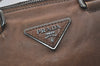 Authentic PRADA Vintage Leather Nappa 2Way Hand Boston Bag Brown 9608I