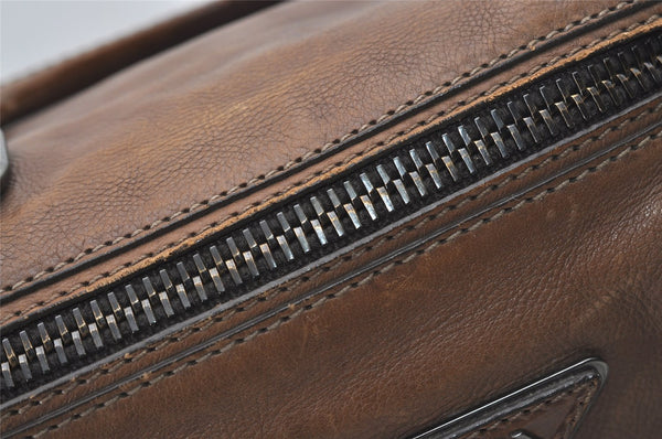 Authentic PRADA Vintage Leather Nappa 2Way Hand Boston Bag Brown 9608I