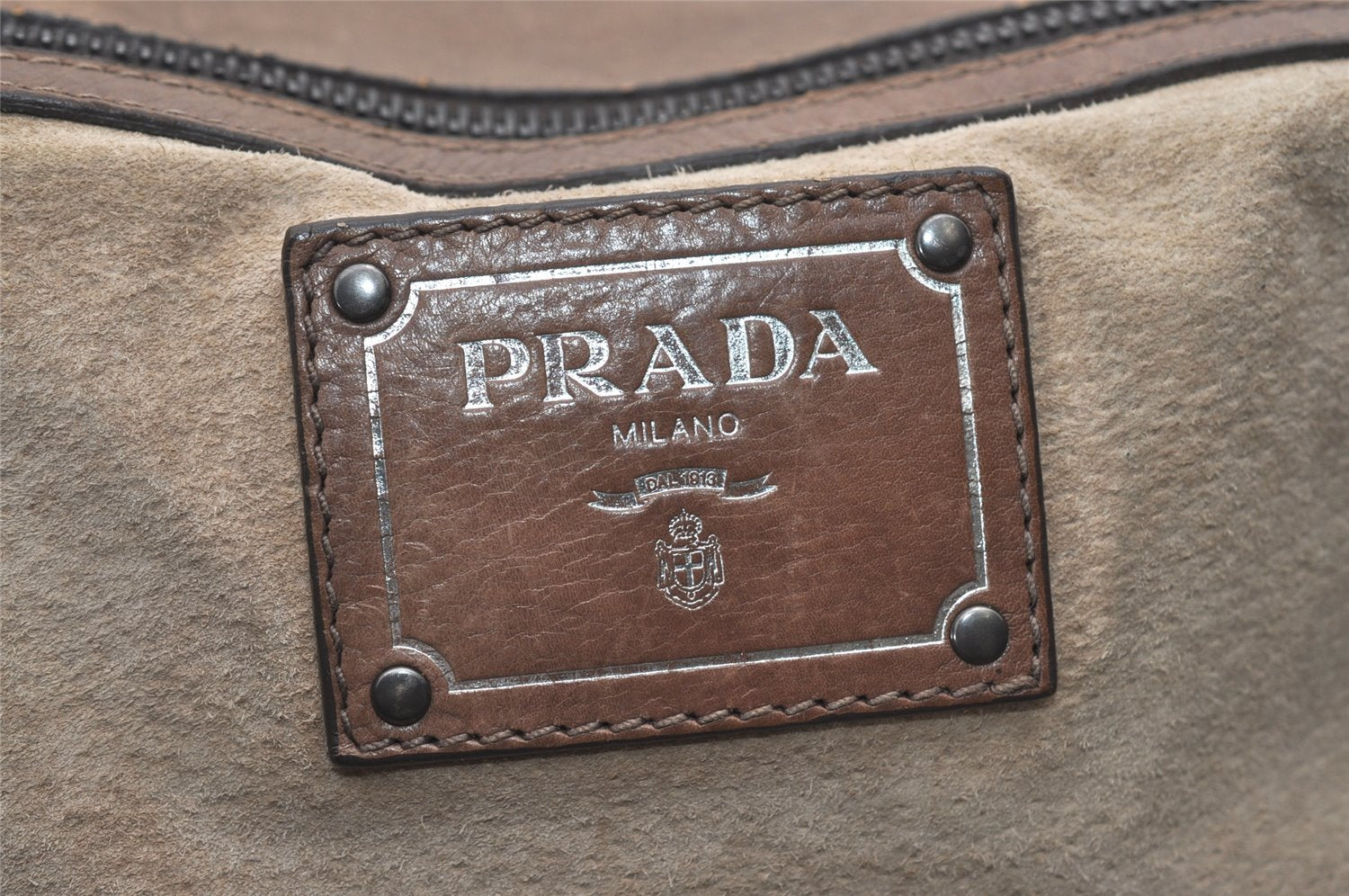 Authentic PRADA Vintage Leather Nappa 2Way Hand Boston Bag Brown 9608I