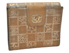 Authentic CHANEL Icon Line Carf Skin CC Logo Biford Wallet Purse Gold 9610J