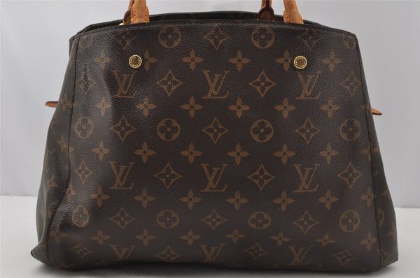 Authentic Louis Vuitton Monogram Montaigne MM 2Way Hand Bag M41056 LV 9612I