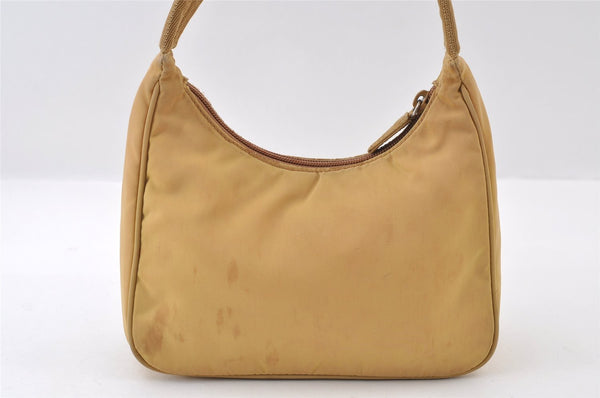 Authentic PRADA Vintage Nylon Tessuto Hand Bag Purse Beige 9613I