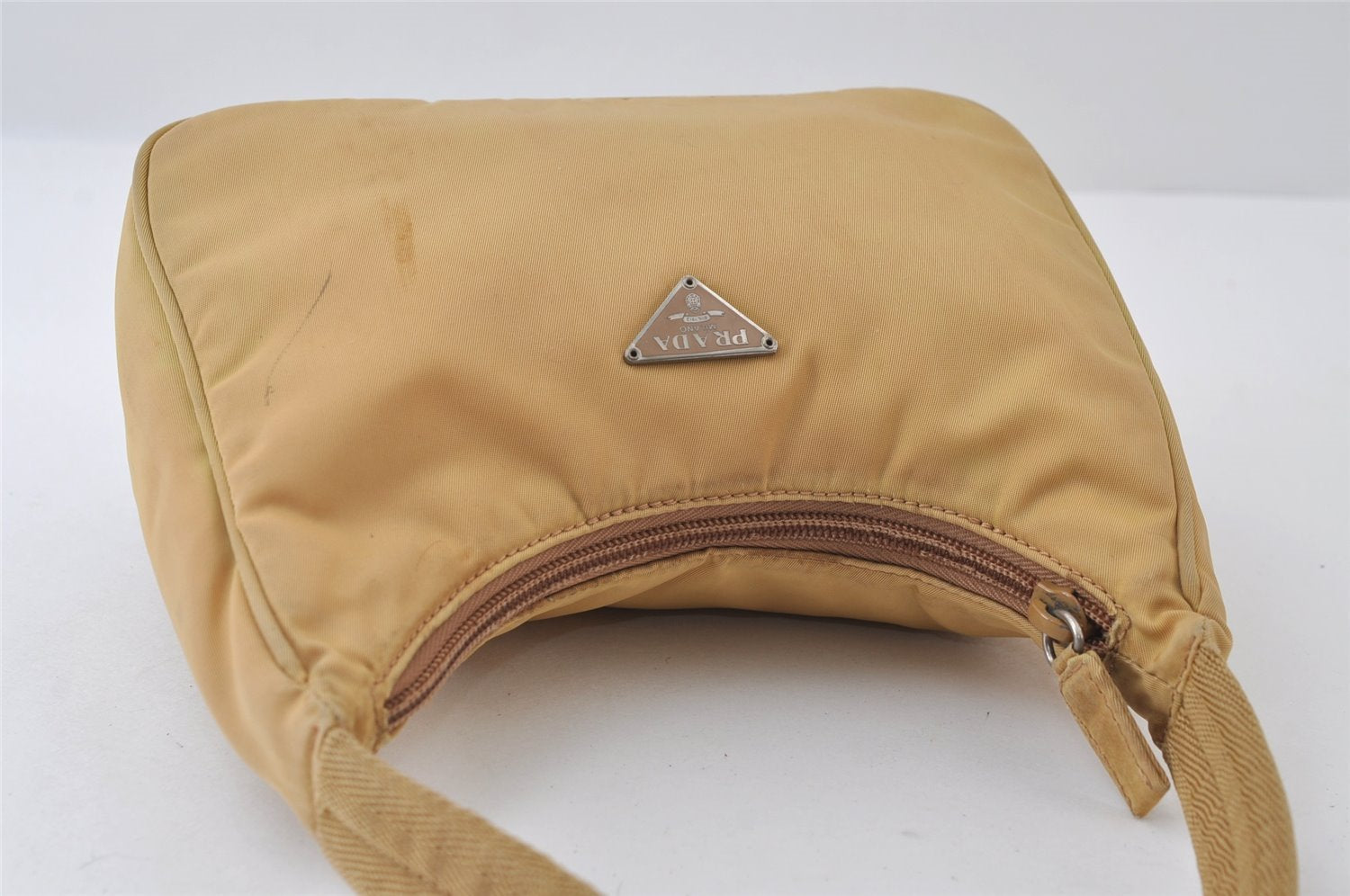 Authentic PRADA Vintage Nylon Tessuto Hand Bag Purse Beige 9613I