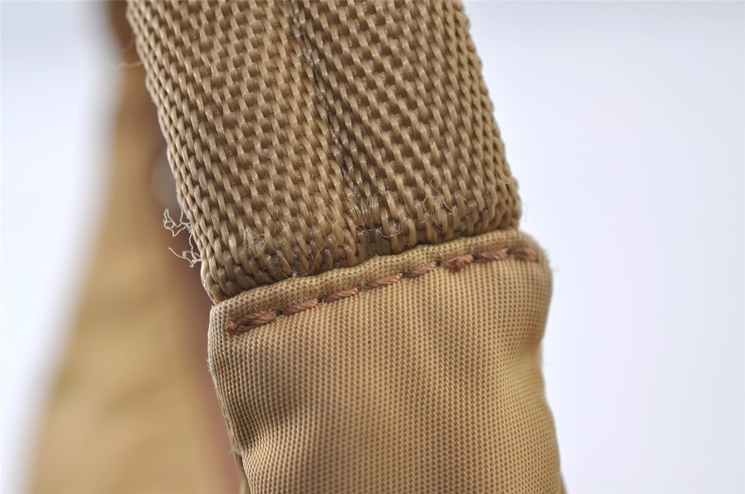 Authentic PRADA Vintage Nylon Tessuto Hand Bag Purse Beige 9613I