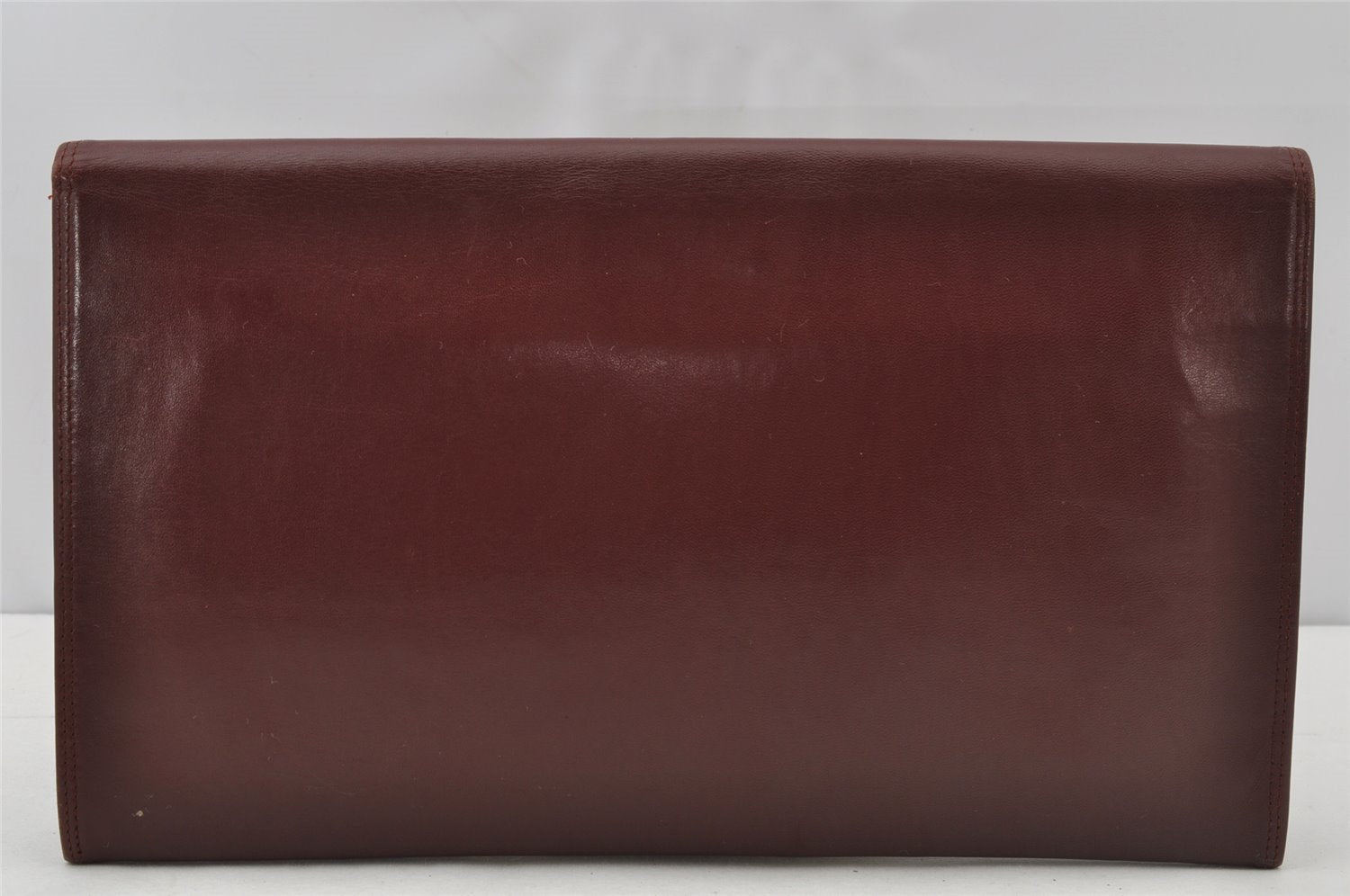 Authentic Cartier Must de Cartier Clutch Hand Bag Leather Bordeaux Red 9617I