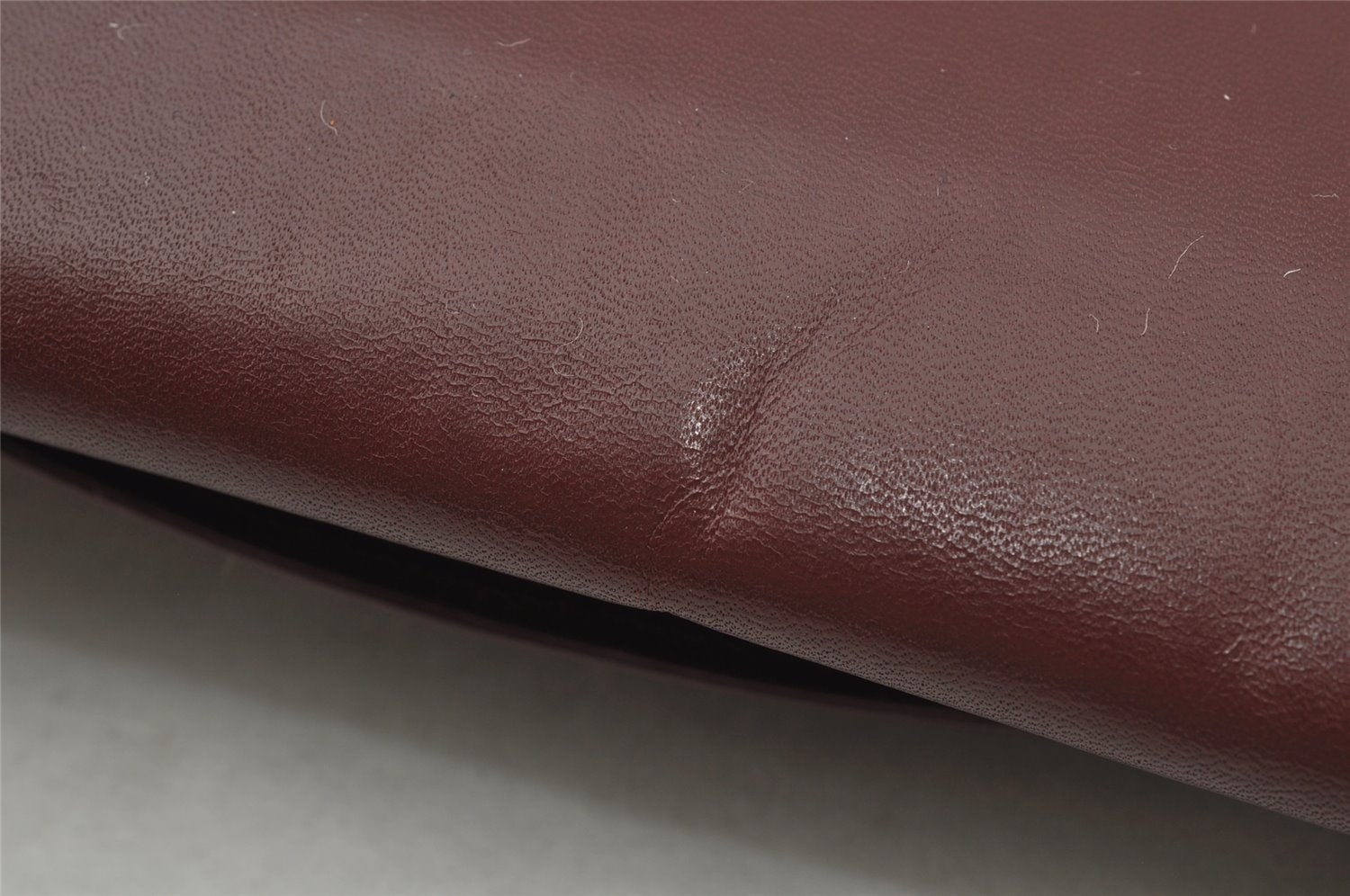 Authentic Cartier Must de Cartier Clutch Hand Bag Leather Bordeaux Red 9617I