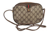 Authentic GUCCI Web Sherry Line Shoulder Bag GG PVC Leather Brown Junk 9618I