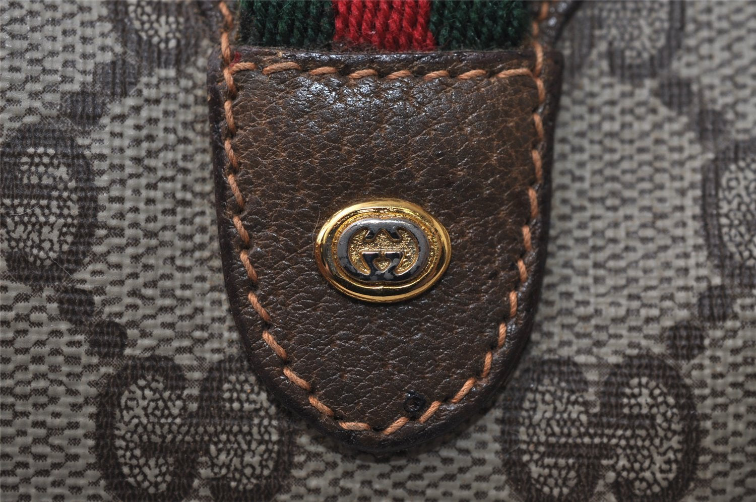 Authentic GUCCI Web Sherry Line Shoulder Bag GG PVC Leather Brown Junk 9618I