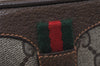 Authentic GUCCI Web Sherry Line Shoulder Bag GG PVC Leather Brown Junk 9618I