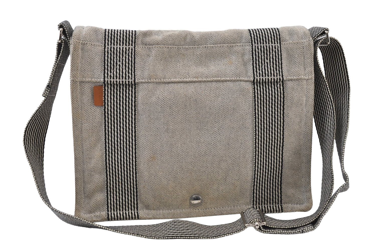 Authentic HERMES New Fourre Tout Basas Shoulder Cross Body Bag Canvas Gray 9619I